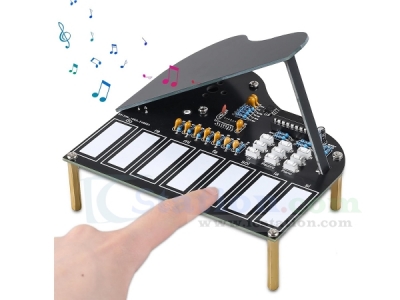 Soldering Practice Kit, 7 Keys Mini Piano Violin Guitar Soldering Project with 3 Tones, Electronic Musical Instrument Early Learning Educational DIY Soldering Kit for Home School Learning