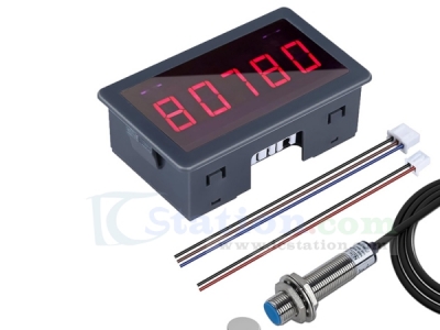 DC 5V-30V 5-Bit LED Tachometer,  RPM Speed Meter Digital Motor Tachometer, Revolution Meter With Hall Proximity Switch Sensor NPN