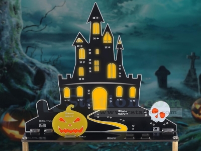 Music Castle Soldering Kit, DIY Ghost Castle Electronics Kit with LED Light Spooky Sound Fun Learn to Solder Kit for STEM Projects Halloween Decoration