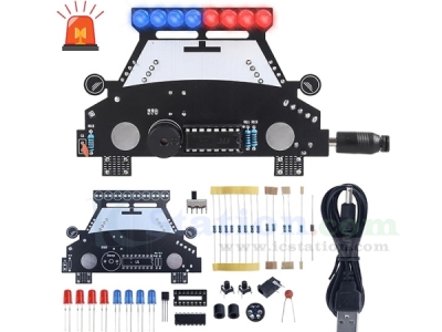 ICStation Soldering Practice Kit, Police Car Shape DIY Soldering Project with LED Flashing Light, Police Car Soldering Kit with Simulated Siren Sound for Students Learning Soldering