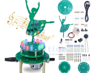 DIY Soldering Practice Kit, LED Rotating Ballerina Girl Music Box Soldering Project Soldering Learning Electronics Kit for School STEM Education and Desk Ornament Gifts