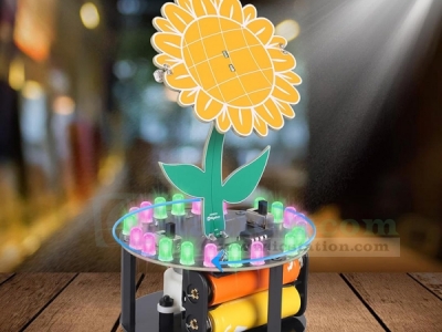 Sunflower Soldering Project, ICStation Light Chasing Sunflower Soldering Practice Kit DIY Rotating Sunflower Electronic Kit for School Students Education STEM Project Desk Decor
