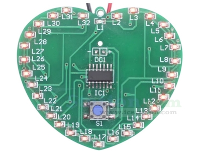 SMD LED Microcontroller Flashing Light DIY Kit, DC 5V Heart Shaped Red LED Electronic Soldering Practice Kit