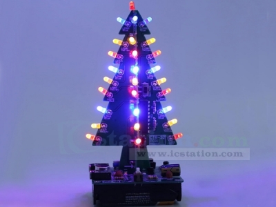 DIY Kit Red Yellow Blue Flash LED Sound Control Christmas Tree LED Kit Audio Flashing Light Soldering Training Kit