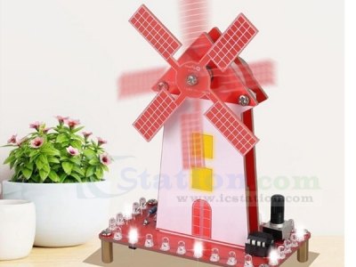 DIY Windmill Solder Practice Kit for Beginners, Soldering Practice Kit with LED Flashing Light & Adjustable Rotation Speed for Students Soldering Training, School STEM Education Project