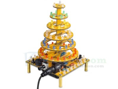 ICStation Cake Tower Soldering Practice Kit, 6-Layer Round Cake Tower With LED Lights, Happy Birthday Music DIY Cupcake Tree Tower Soldering Project Kits for STEM Education Creative Gift