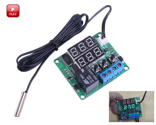 Red+Green 12V Digital Temperature Controller Module with NTC Waterproof Temperature Sensor Thermostat Switch