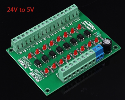 24V to 5V 8-Channel 8bit Photoelectric Isolation Module Level Voltage Converter PNP Output PLC Signal Module