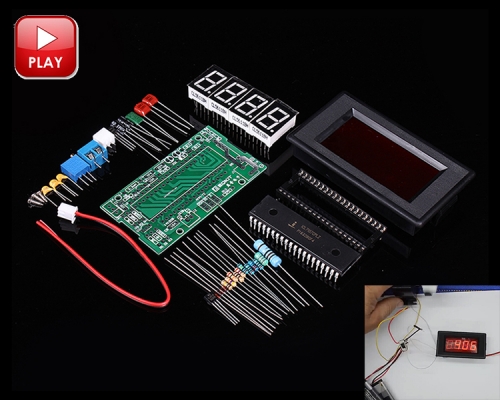 DIY 4 Digits Segments Red Digital Display Ammeter Kit ICL7107 DC 5V 35mA Ammeter DIY Soldering Kit