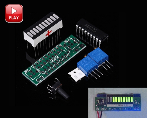 LM3914 Green LED Bar Display Module 10 Segments Battery Power Indicator Battery Capacity Indicating Tester DIY Kits