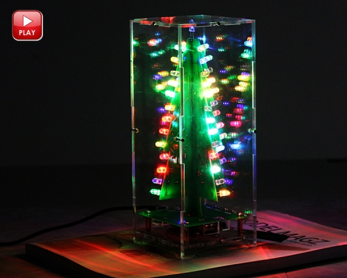 DIY Kit RGB Flashing LED Circuit Colorful 3D Christmas Trees Kit MP3 Music Box with Shell for Christmas Xmas Gifts