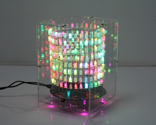 Colorful RGB Dream Light Circle LED DIY Kit Music Round Spectrum Module 8x32 Dot Matrix with Protective Shell for Birthday Gift