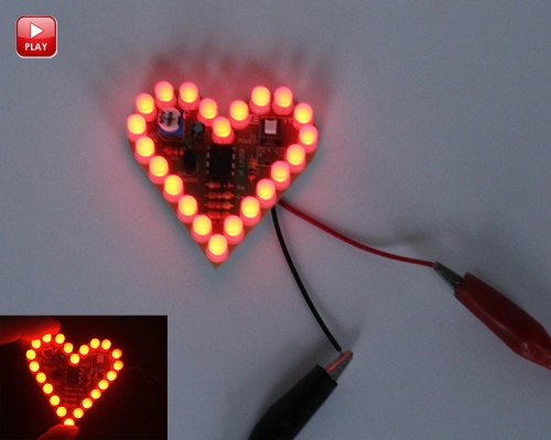 Red Flashing LED DIY Kit Heart Shape Breathing Lamp Kit Electronic Soldering Practice Kit DC 4V-6V