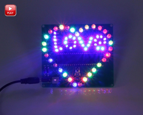 Colorful Flashing LED Light Love Letter Display Lamp Heart Shaped Electronic DIY Kit with Remote Control