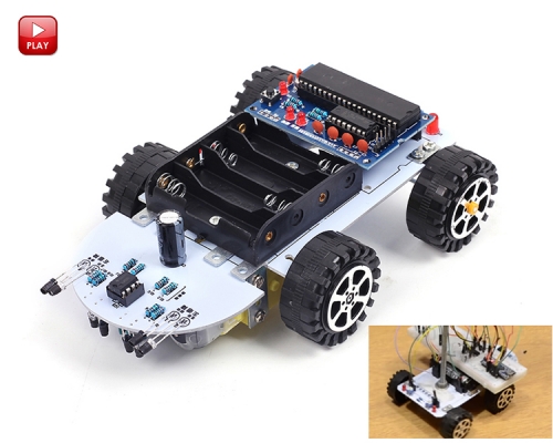 DIY Kit C51 Intelligent Vehicle Obstacle Avoidance Tracking Car, Smart Robot Car Kit School Competition Electronic Projects for Students and DIYers Learn to Solder