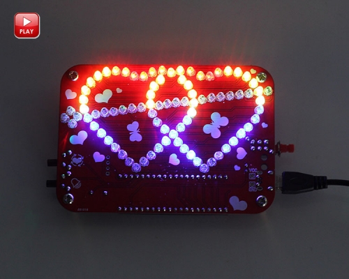 DIY Colorful RGB LED Double Heart-shaped Flashing Light Lamp with Music DIY Electronic Kits for Valentine's Gift Idea