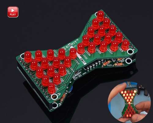 DIY Kit Red LED Electronic Hourglass Shaped Flashing Light DC 3.3V-5V Funny Electronic Soldering Kits