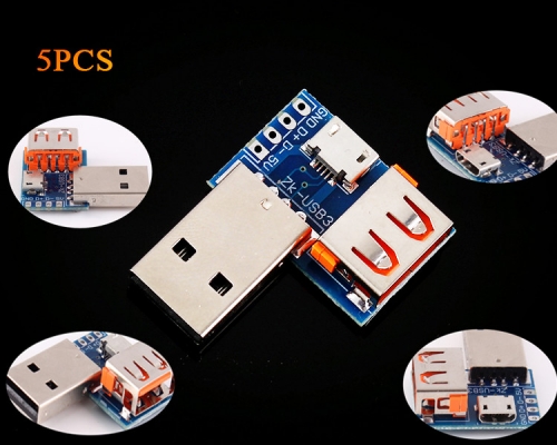 5PCS USB Converter Standard USB Female to Male to Micro USB to 4P Terminal