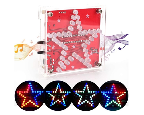 DIY Kit Pentagram RGB LED Music Colorful Flashing Light Five-Pointed Star DIY Soldering Kits