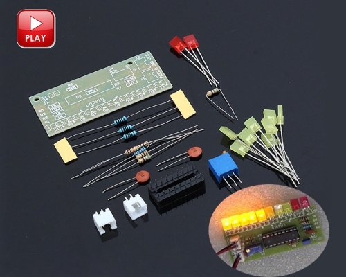 DIY Kit LM3915 Audio Level Indicator Yellow Red LED Light Electronic Soldering Practice Kits