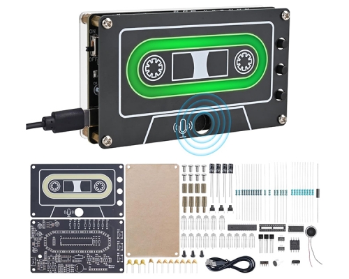 ICStation 10 Minutes Sound Recorder Soldering Practice Kit With LED Flashing Lights Audio Voice Recorder Soldering Kit Educational Electronics STEM Project for DIY Present