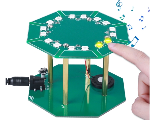 DIY Touch Sensing Electronic Music Drum Kit with 7 String Lyre Harp, SMD Soldering Practice Kit, STEM Project for College High School Education Competitions and Gifts