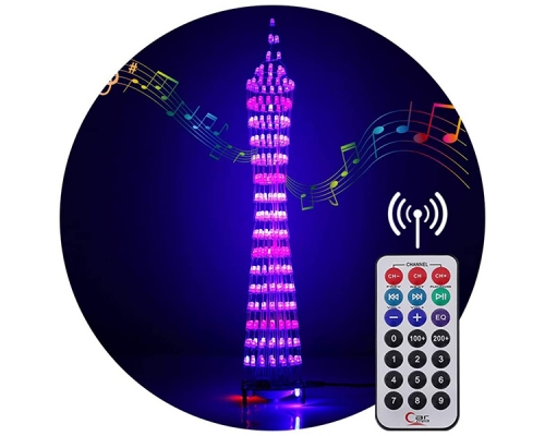 DIY Kit Wireless Bluetooth-compatible Colorful RGB LED Display Tower 3W Amplifier Infrared Remote Control Electronic DIY Kits Brain-training Toy Gifts
