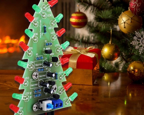 DIY Kit Red Green Flash LED Circuit DC 9V Christmas Trees LED Kit Electronic Soldering Learning Kit