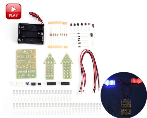 DIY Kit Red Blue Dual-Color Flashing Light Analog Traffic Signal Indicator Soldering Practice Tranining Kit