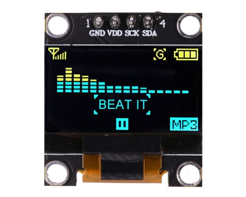 0.96 Inch Yellow Blue OLED Display Module Support IIC Communication 51 Single Chip Microcomputer 128*64 Resolution