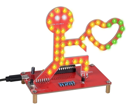 Soldering Learning Kit, ICSTATION Give You My Heart LED Soldering Project Love Proposal RGB LED Light Soldering Practice Kit