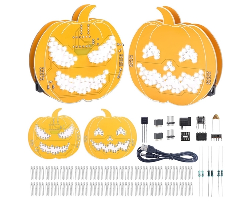 Halloween DIY Soldering Kit, Pumpkin LED Light Electronics Project, Through-Hole Components for School Teaching Learning STEM Projects Beginner-Friendly Soldering Practice Kit