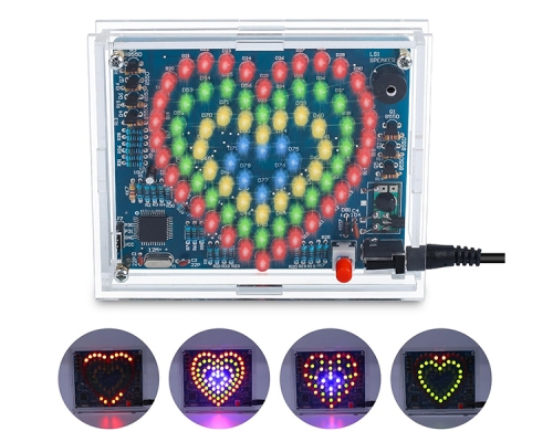 RGB Colorful Heart Shaped LED Flashing Light Kit, DIY Electronic Kits for School STEM Projects Soldering Learning