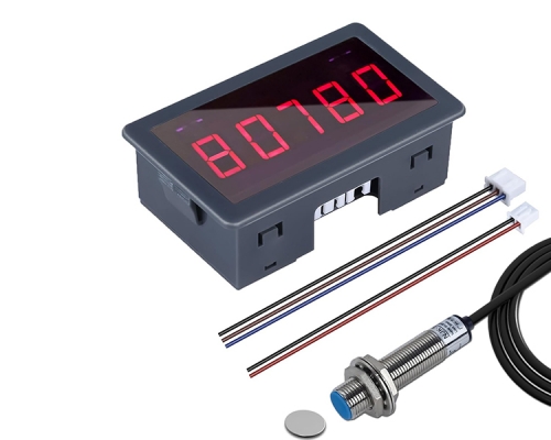 DC 5V-30V 5-Bit LED Tachometer,  RPM Speed Meter Digital Motor Tachometer, Revolution Meter With Hall Proximity Switch Sensor NPN