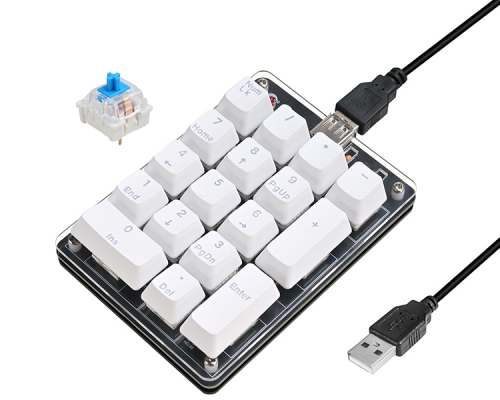 ICStation Numeric Keypad Soldering Practice Kit, 17 Key USB Hot-Swappable Blue Switches Mechanical Number Pad with PBT Keycaps STEM Soldering Project for School Learning Hobbyists Laptop PC Computer