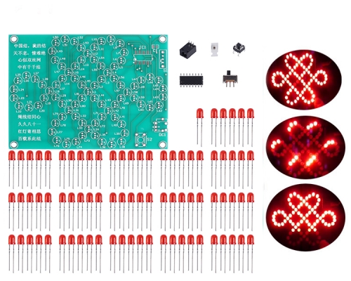 DIY Kit Red Chinese Knot Analog Electronic Circuit, LED Light Kits for Soldering Skill Practice and Learning