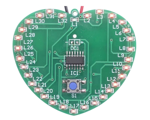 SMD LED Microcontroller Flashing Light DIY Kit, DC 5V Heart Shaped Red LED Electronic Soldering Practice Kit