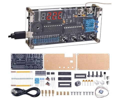 DC 4.5-5V Digital Thermometer Soldering Kit with High/Low Alarm, -50℃ to 450℃ Wide Range Thermocouple Sensor Electronics Kit for School Home Education