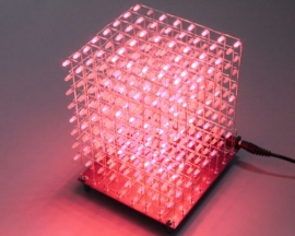 3D LightSquared 8x8x8 LED Cube White LED Red Ray DIY Kit