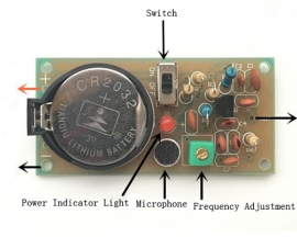 FM Wireless Microphone DIY Kits FM Radio Electronic Training Suite DIY Module DC 1.5-9V 1-6mA No Battery