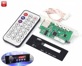 DC 5-12V Digital Audio Receiver USB SD TF Card MP3 Decoder Board Recording Time Display FM Radio Speaker Module