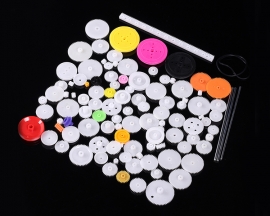 106Pcs Plastic Gears Rack Worm Single Double Gears Crown Gears Belt Pulley for DIY Toys