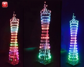 Colorful LED Tower Display Rhythm Lamp Light with Infrared Remote Control Electronic DIY Kits Brain-training Toy Gifts