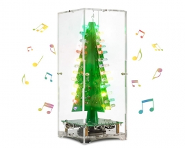DIY Kit RGB Flashing LED Circuit Colorful 3D Christmas Trees Kit MP3 Music Box with Shell for Christmas Xmas Gifts