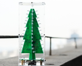 DIY Kit RGB Flashing LED Circuit Colorful 3D Christmas Trees Kit MP3 Music Box with Shell for Christmas Xmas Gifts