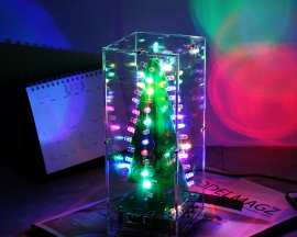 DIY Kit RGB Flashing LED Circuit Colorful 3D Christmas Trees Kit MP3 Music Box with Shell for Christmas Xmas Gifts