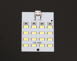 5pcs Micro USB Mobile Power Lamp 16pcs LEDs Board Emergency Light SMD 5730 Super Bright White Lamp Light Module