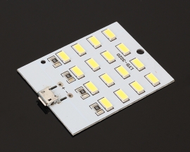 5pcs Micro USB Mobile Power Lamp 16pcs LEDs Board Emergency Light SMD 5730 Super Bright White Lamp Light Module