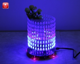 Blue Dream Light Cube 5mm LED Flashing Lamp Round Light Cylinder DIY Kit Music Spectrum Module 8x32 Dot Matrix for Xmas Birthday Gift