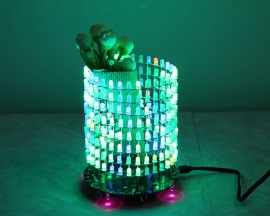 Colorful Dream Light Cube 5mm LED Flashing Lamp Round Light Cylinder DIY Kit Music Spectrum Module 8x32 Dot Matrix for Xmas Birthday Gift